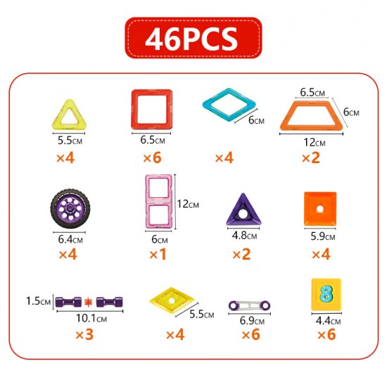 2021 Newest ABS blocks toys educational kids games Big size 46PCS Magical Model Magnetic Building Blocks Toys