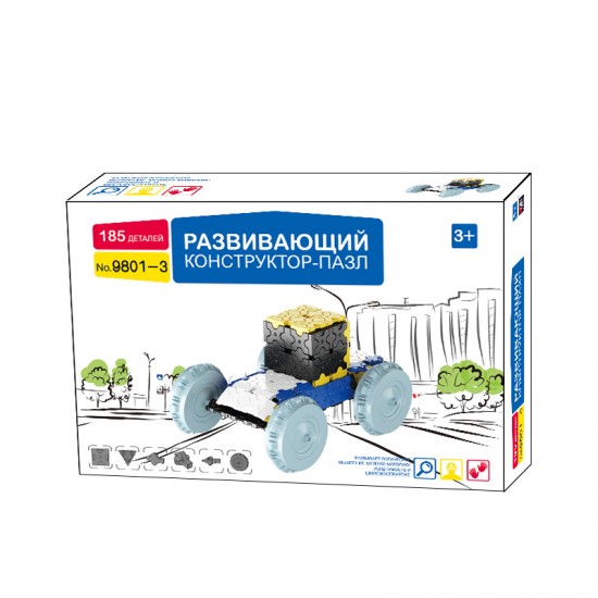 Good quality ABS plastic vehicles Snap building blocks cars 3D DIY toys