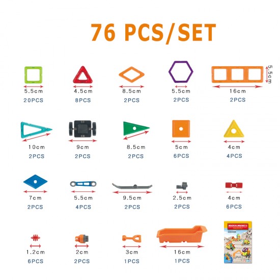 Magical Model Magnetic Building Blocks Toys 76/77/78PCS Hot sale learning educational construction toys for kids