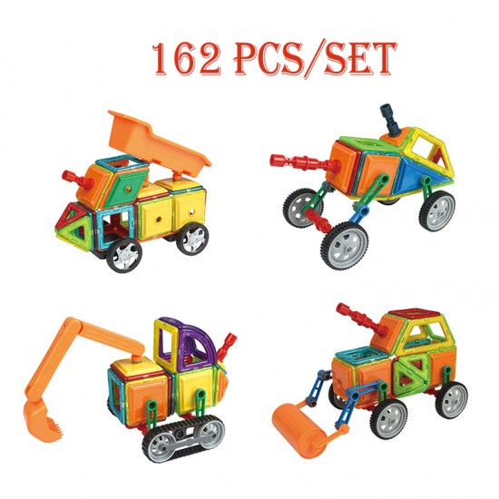brand 162PCS magical magnetic blocks engineering truck 3D DIY toys magnetic building blocks toys