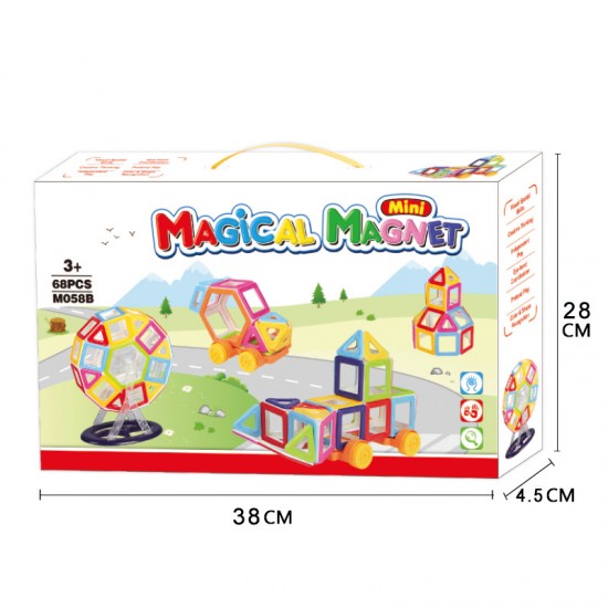 brand solid color 38pcs/68pcs magnetic construction blocks 3D DIY early education plastic fancy toys